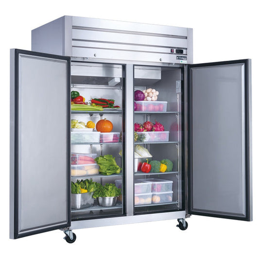 D55AF Commercial 2-Door Top Mount Freezer in Stainless Steel