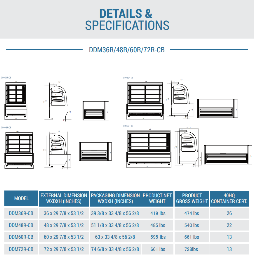 DDM36R-CB Curved Glass 36" Cake Showcase