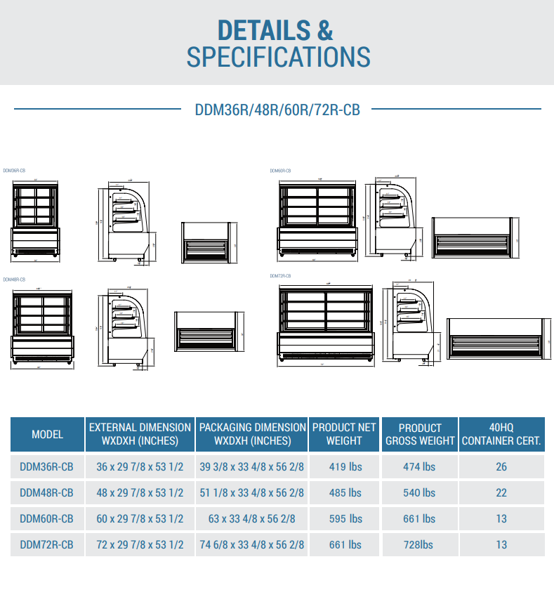 DDM72R-CB Curved Glass 72" Cake Showcase