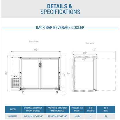 DBB48-M2 2-Door Bar and Beverage Cooler (Solid Doors)