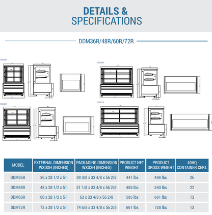 DDM48R - Straight Glass 48" Cake Showcase