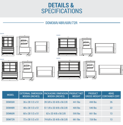 DDM36R - Straight Glass 36" Cake Showcase