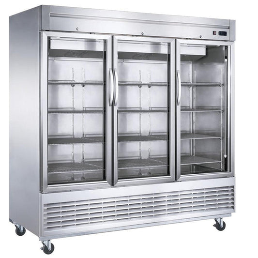 D83R-GS3 Bottom Mount Glass 3-Door Commercial Reach-in Refrigerator