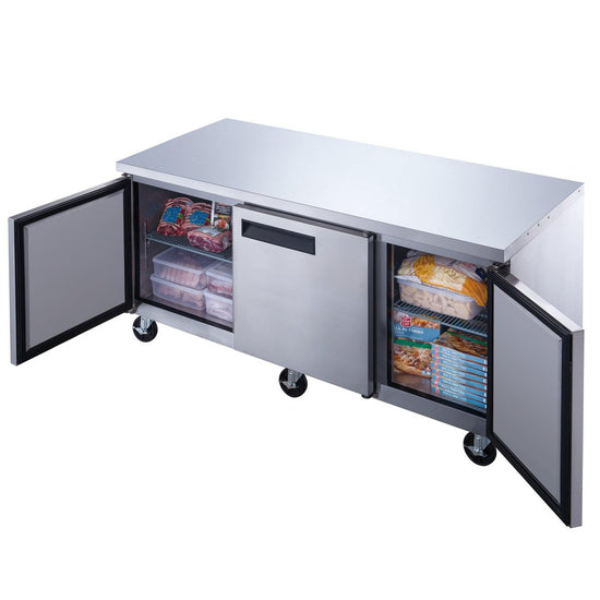 Dukers DUC72F 72 1/2" Undercounter Freezer w/ (3) Sections & (3) Doors, 115v